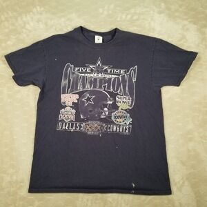 VTG Dallas Cowboys NFL 5 Time Super Bowl Champions T Shirt Size Lg USA THRASHED